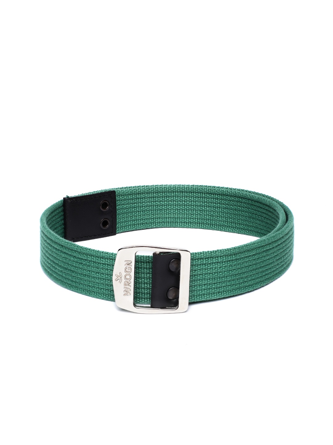

WROGN Men Green Striped Webbed Belt