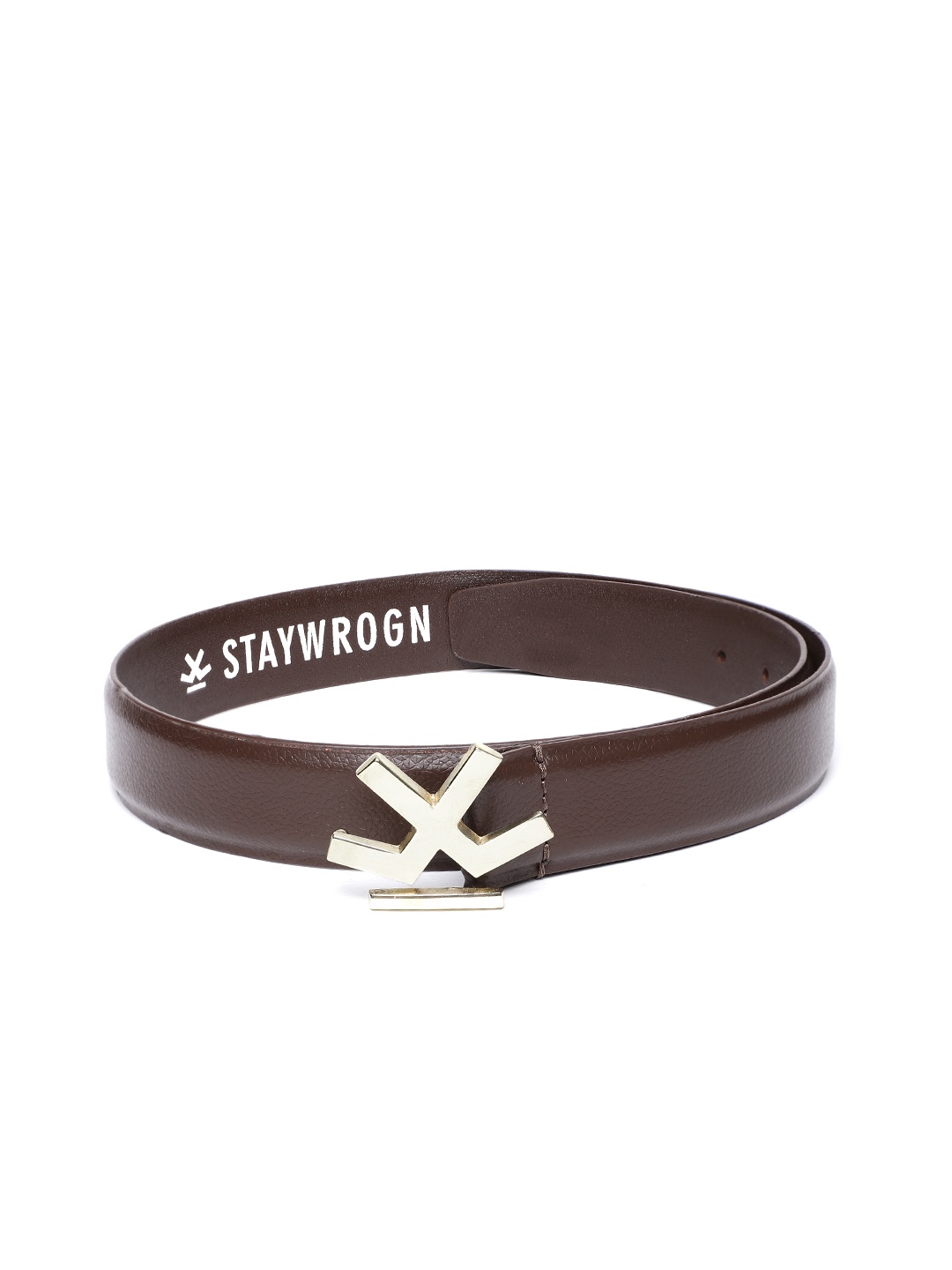 

WROGN Men Brown Solid Leather Belt