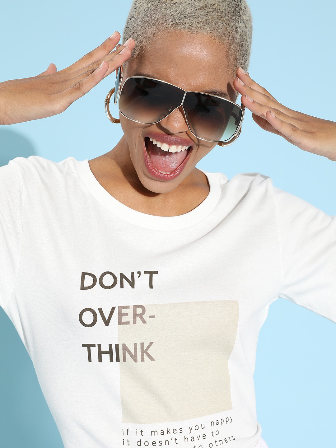 

HERENOW Women Classic White Typography Talking Tee