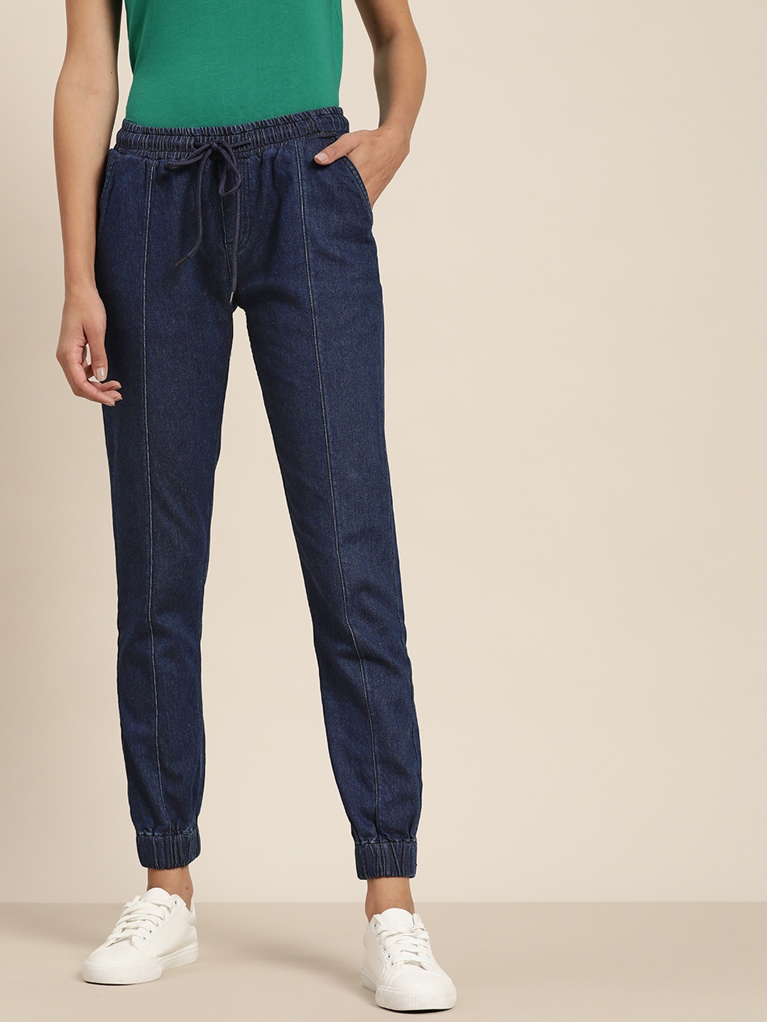 

ether Women Navy Blue Solid Stretchable Jogger Jeans