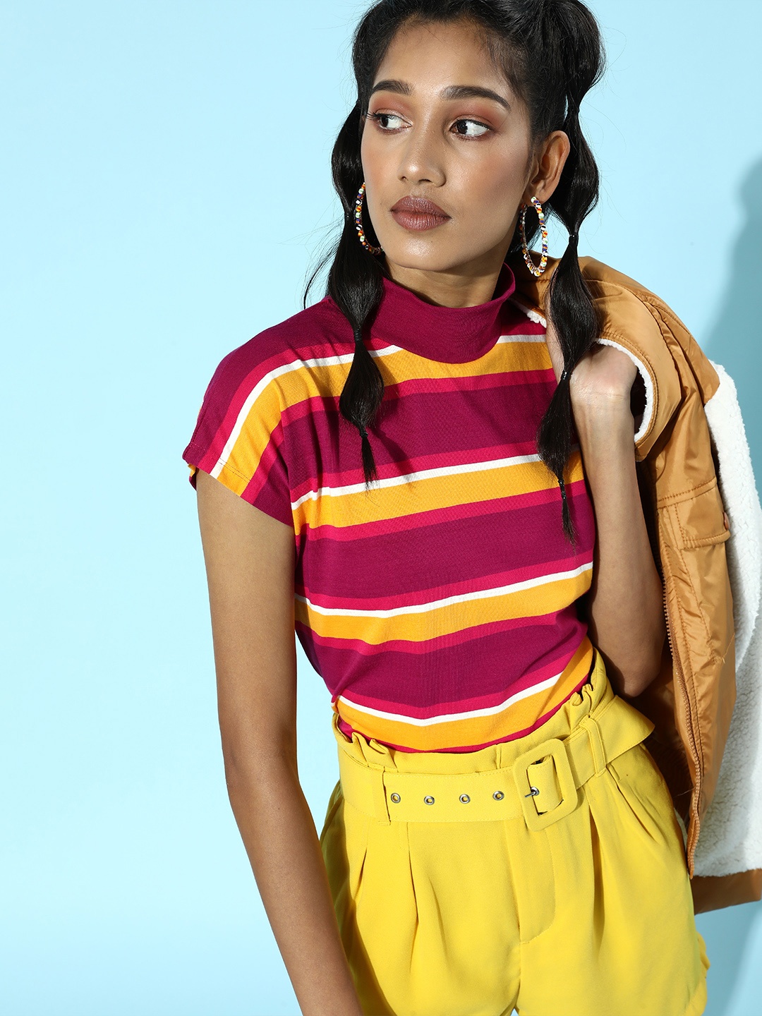 

HERENOW Women Pretty Pink Striped Tshirt