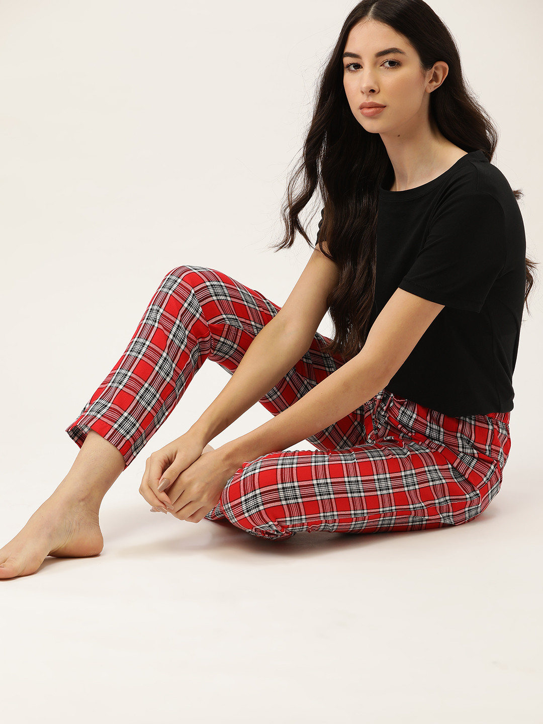 

ETC Women Red & White Checked Lounge Pants