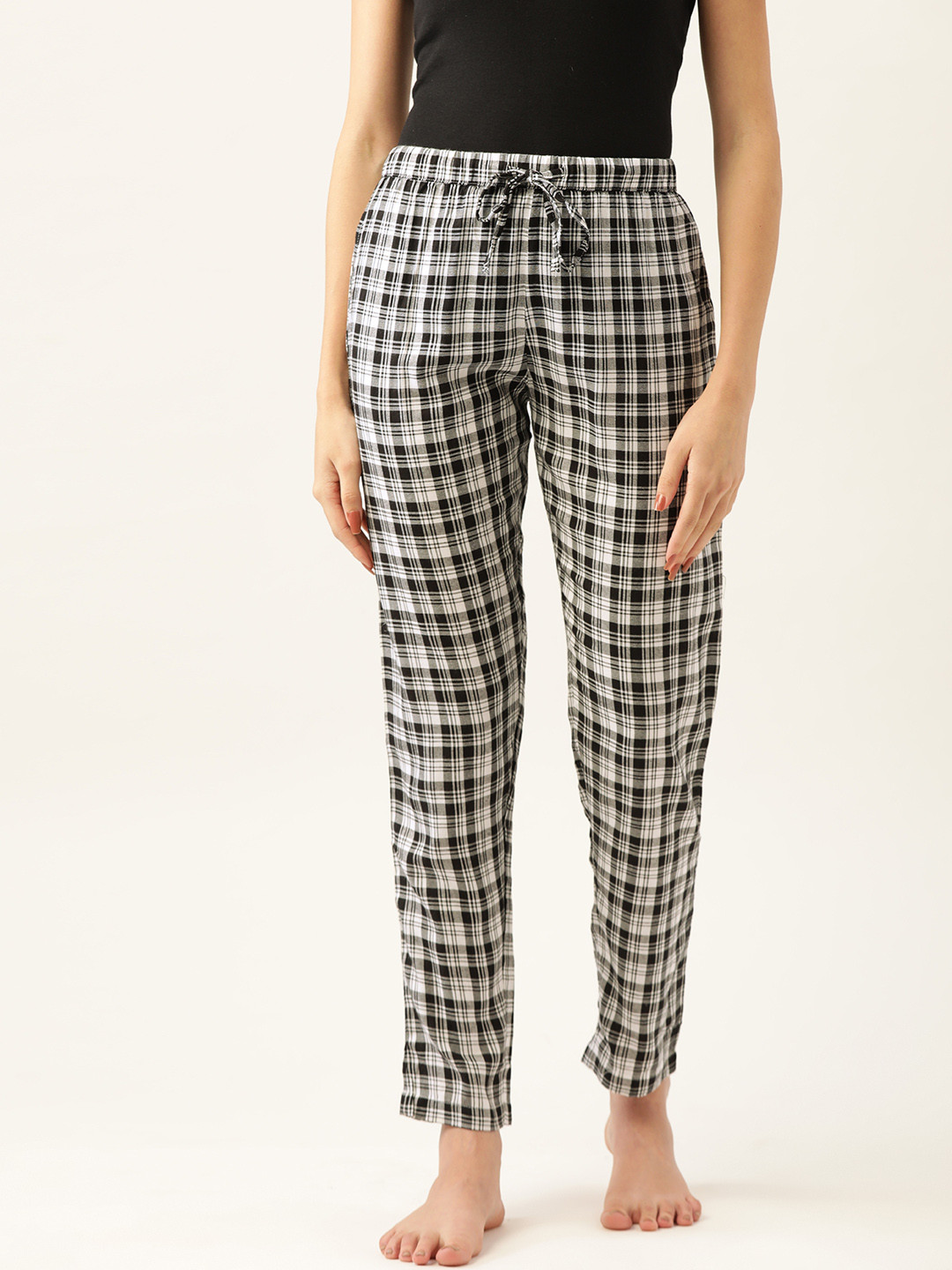 

ETC Women Black & White Checked Lounge Pants