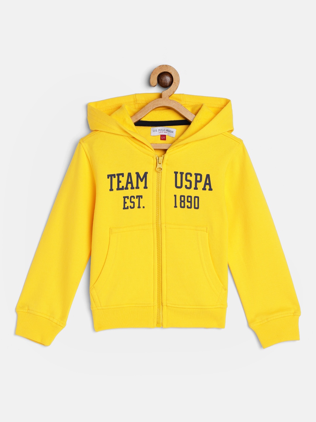 

U.S. Polo Assn. Kids Boys Yellow Printed Hooded Sweatshirt