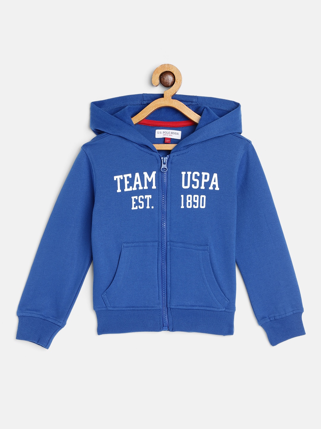 

U.S. Polo Assn. Kids Boys Blue Printed Hooded Sweatshirt