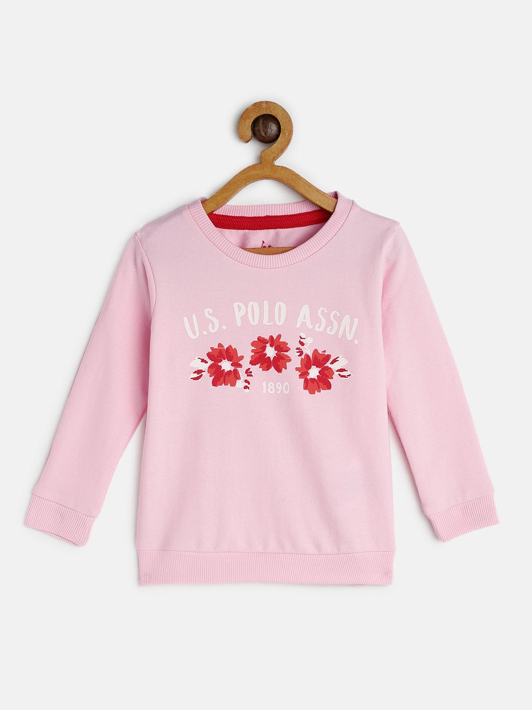 

U.S. Polo Assn. Kids Girls Pink Printed Pure Cotton Sweatshirt