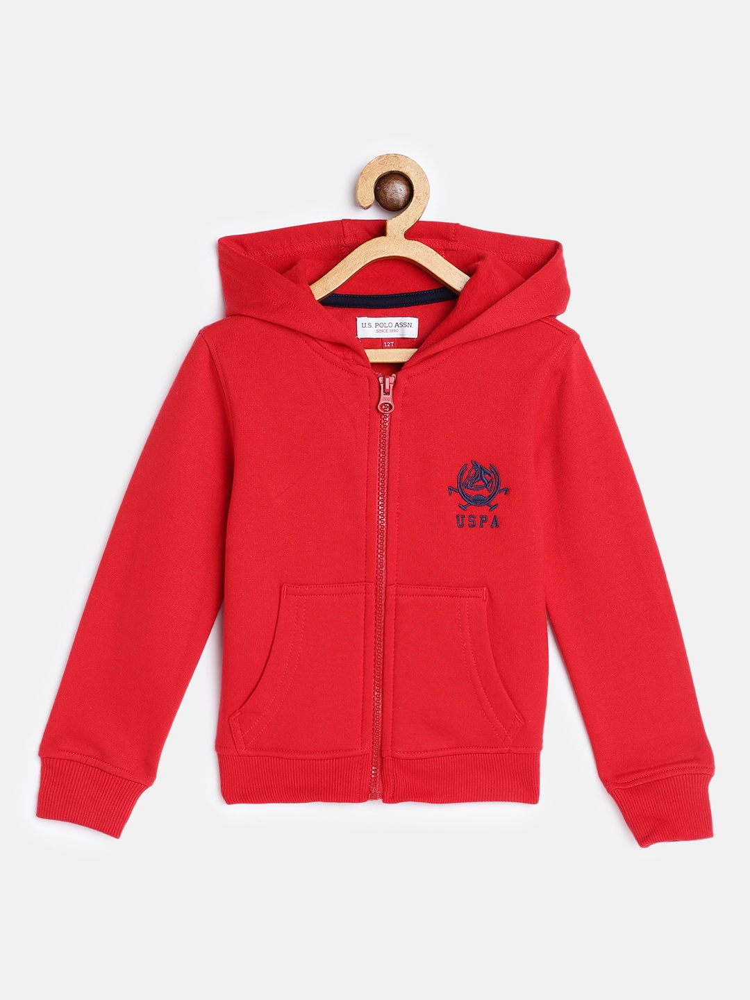 

U.S. Polo Assn. Kids Boys Red Solid Hooded Sweatshirt