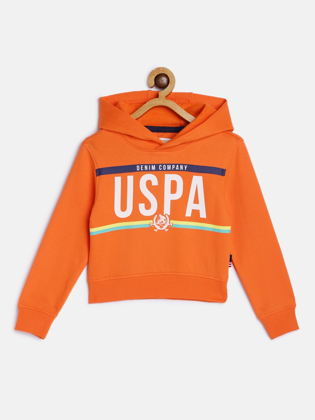 

U.S. Polo Assn. Kids Boys Orange Printed Hooded Sweatshirt