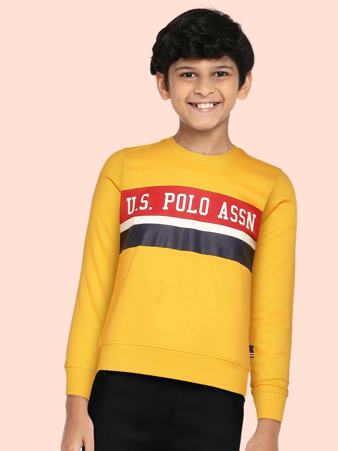 

U S Polo Assn. Kids Boys Yellow Solid Sweatshirt