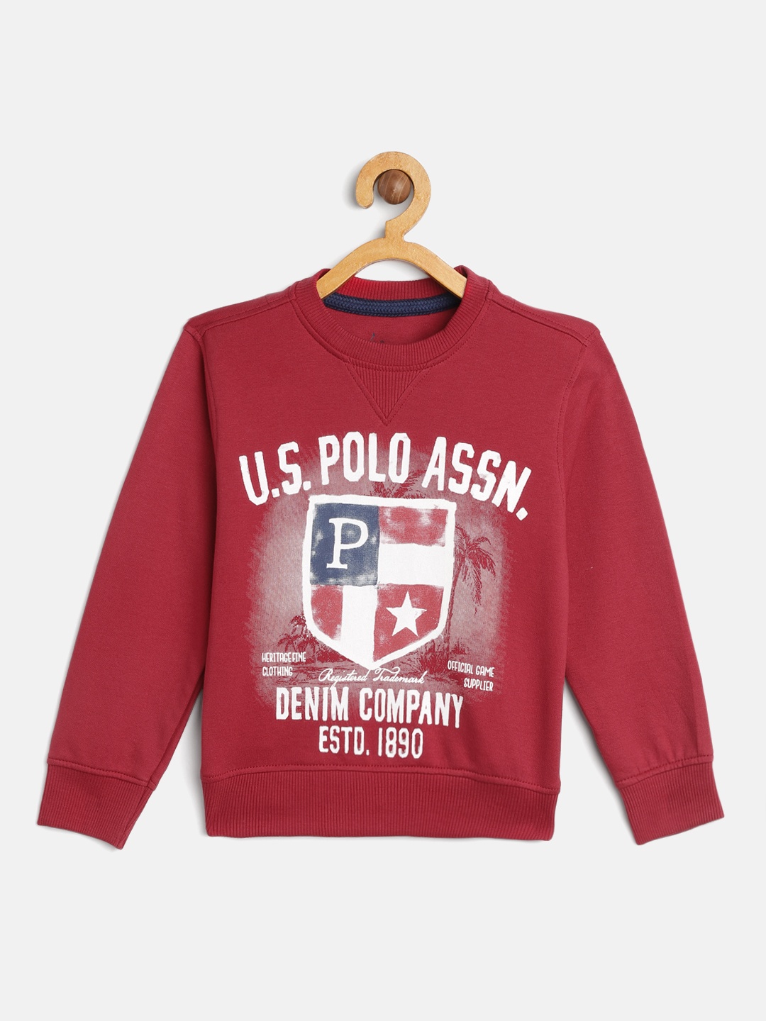 

U.S. Polo Assn. Kids Boys Red Brand Logo Printed Pure Cotton Sweatshirt