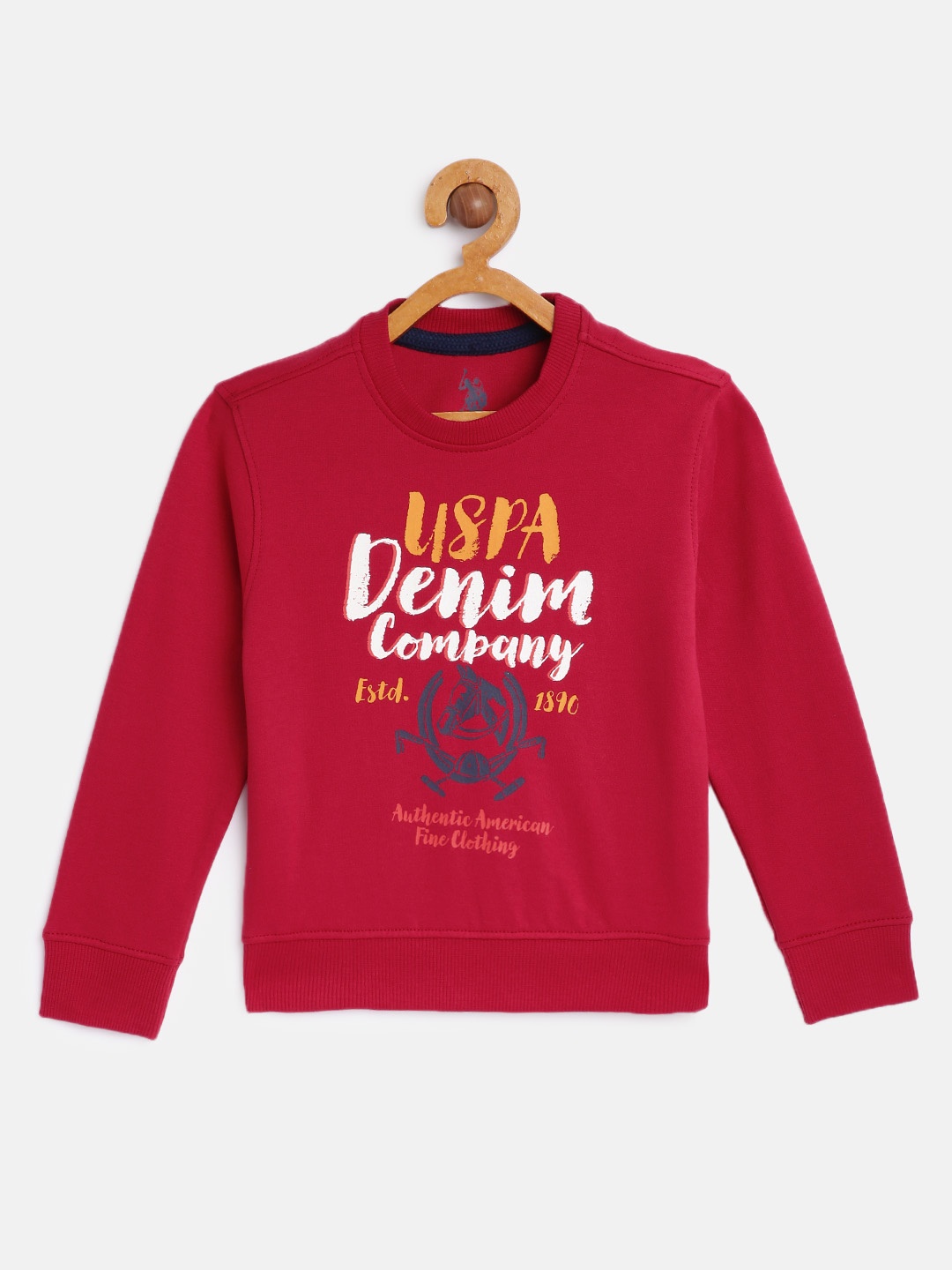 

U.S. Polo Assn. Kids Boys Red Printed Pure Cotton Sweatshirt