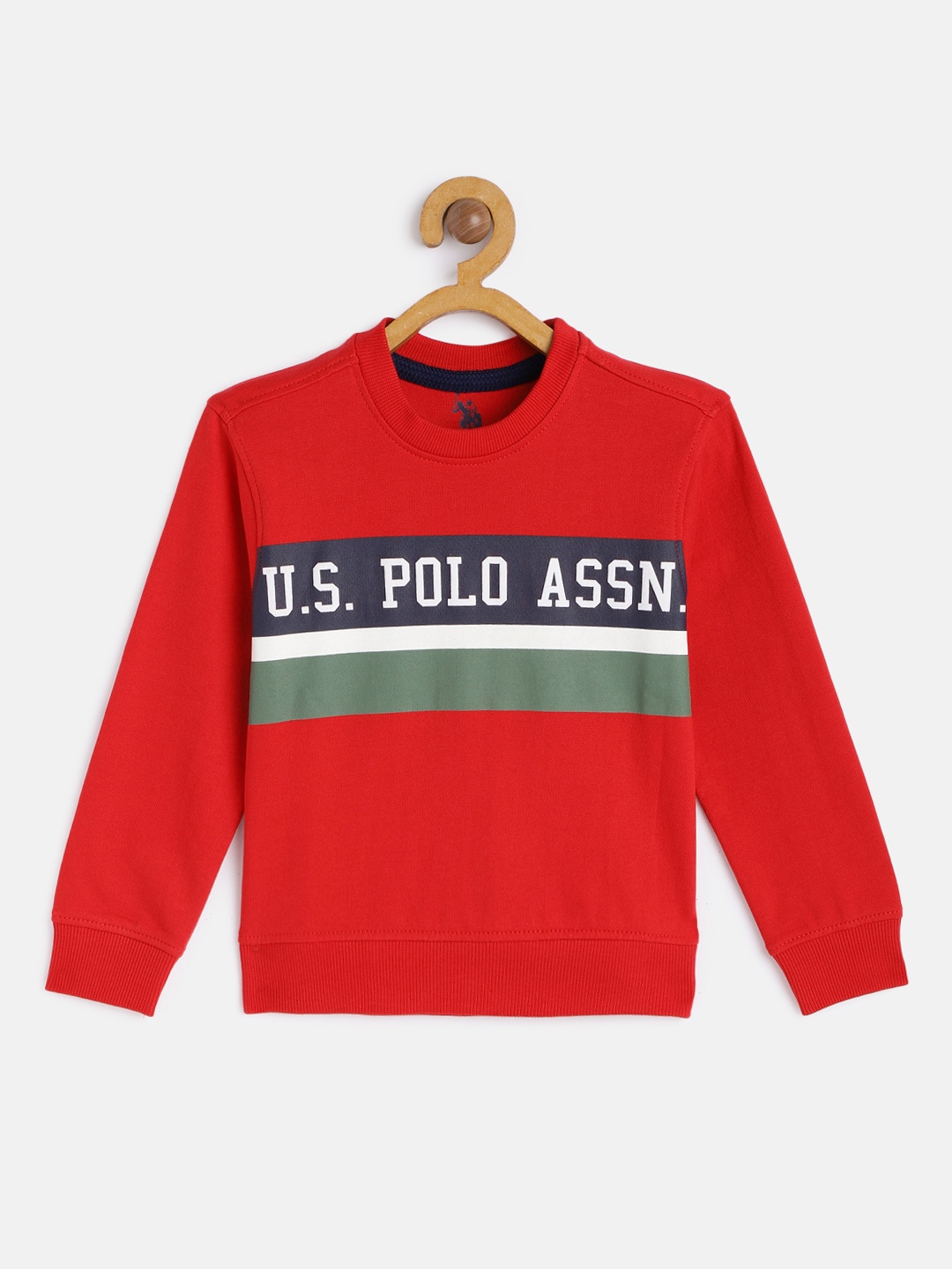 

U.S. Polo Assn. Kids Boys Red Printed Pure Cotton Sweatshirt