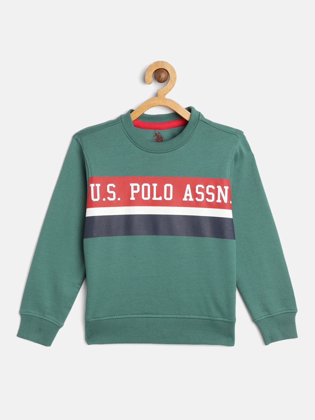 

U.S. Polo Assn. Kids Boys Green Brand Logo Cotton Sweatshirt