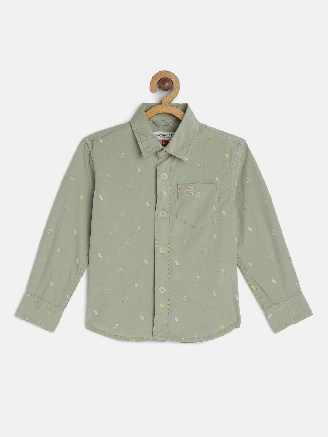 

U.S. Polo Assn. Kids Boys Green Pure Cotton Opaque Printed Casual Shirt