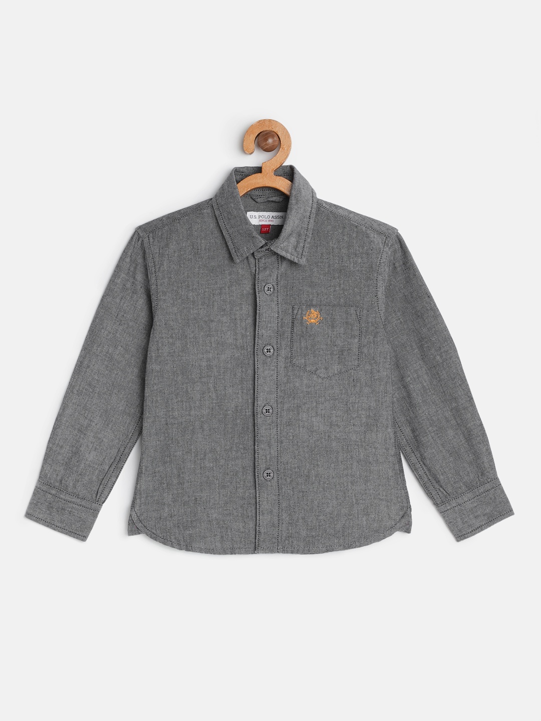 

U.S. Polo Assn. Kids Boys Grey Pure Cotton Casual Shirt