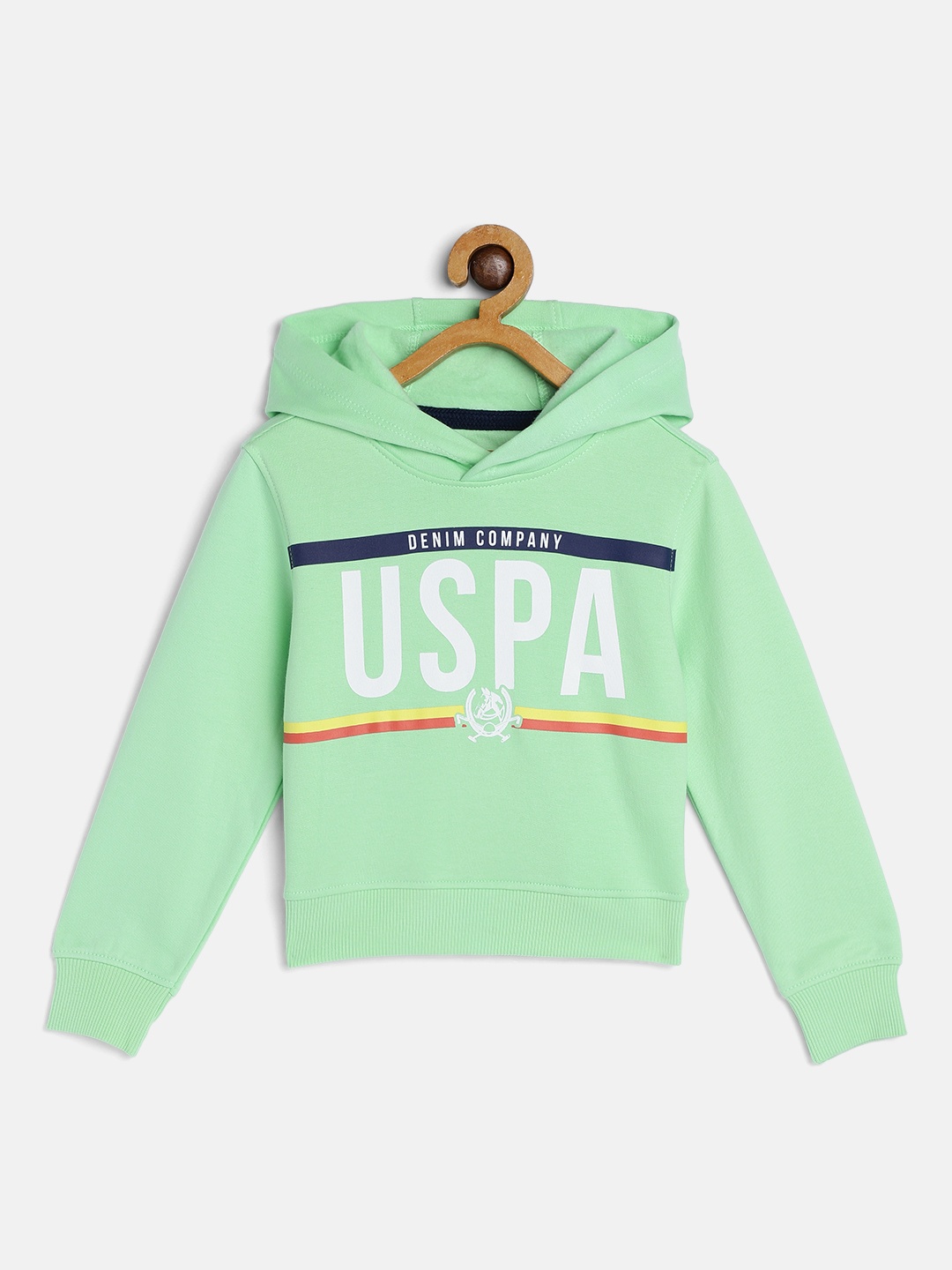 

U.S. Polo Assn. Kids Boys Sea Green Printed Hooded Sweatshirt