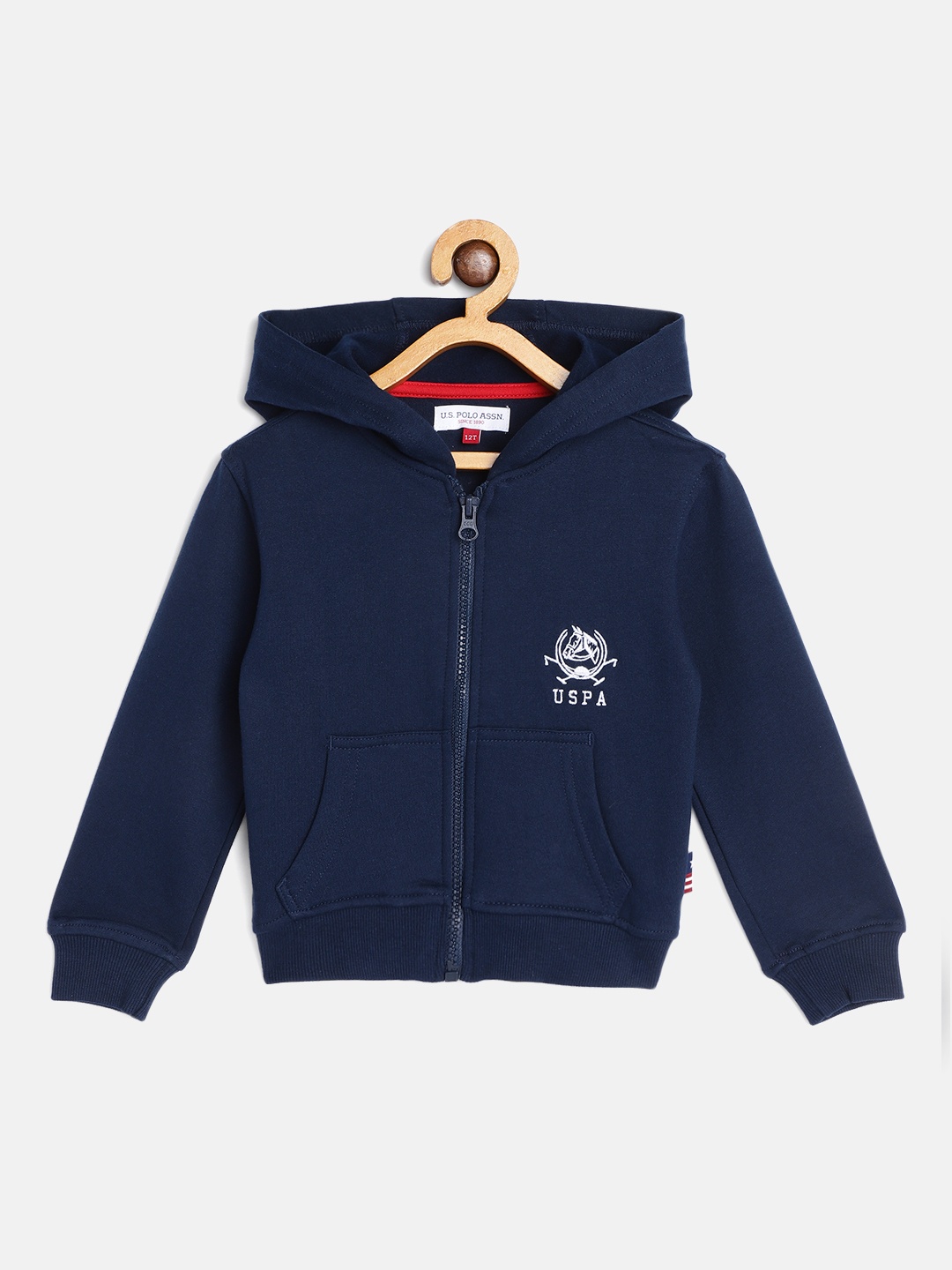 

U.S. Polo Assn. Kids Boys Navy Blue Solid Hooded Sweatshirt