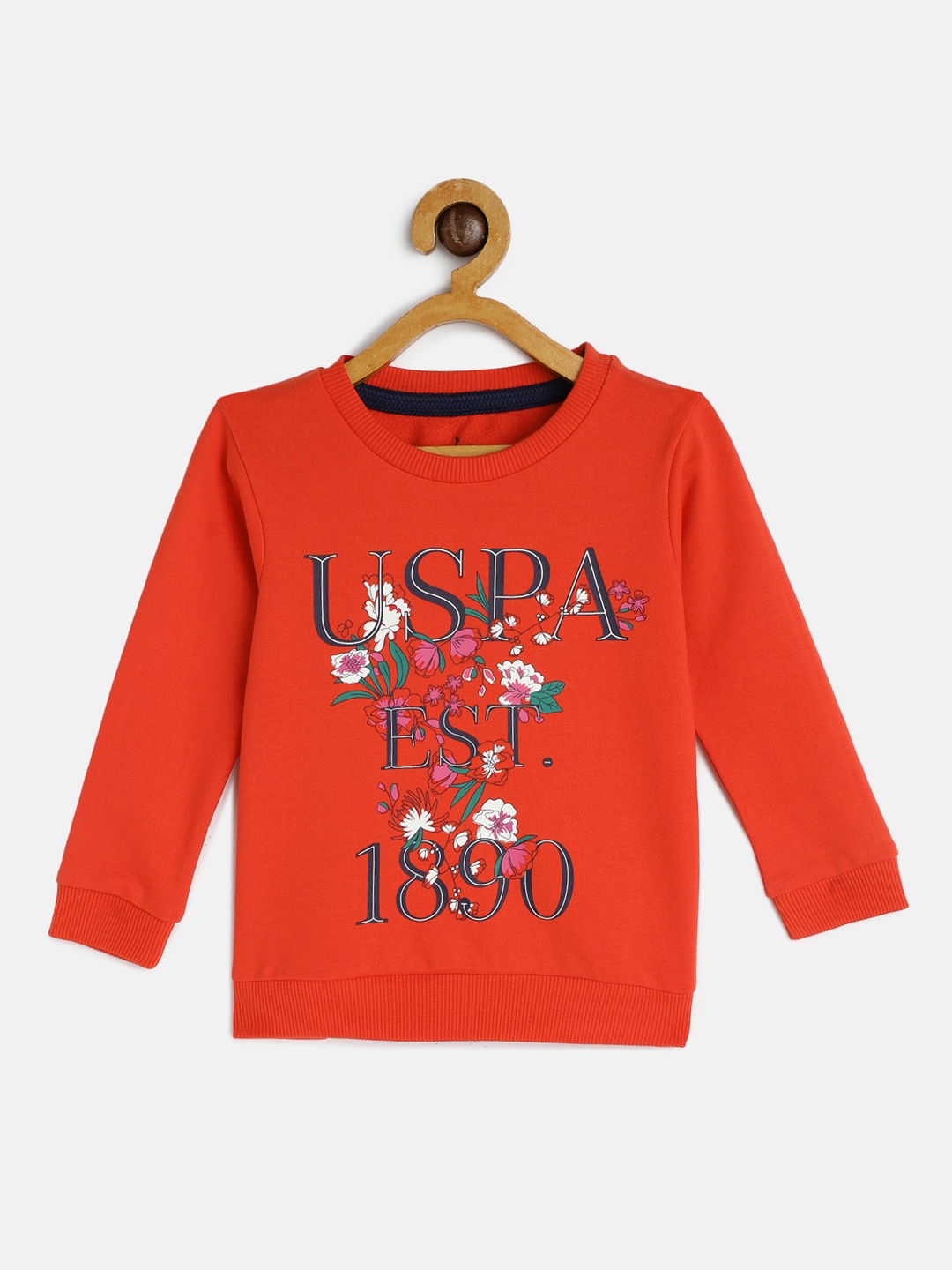 

U.S. Polo Assn. Kids Girls Red Printed Pure Cotton Sweatshirt