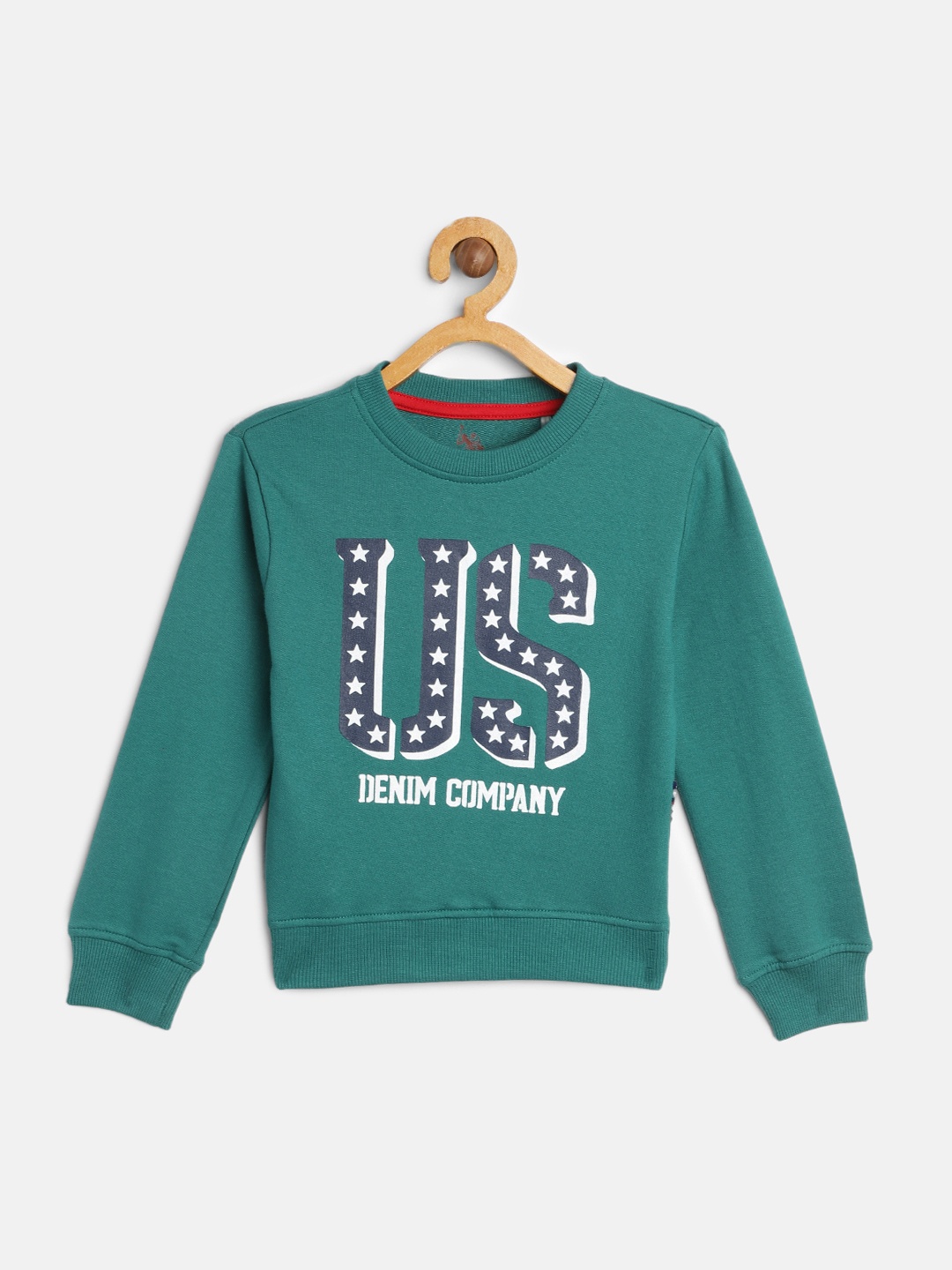 

U.S. Polo Assn. Kids Boys Green Typography Printed Pure Cotton Sweatshirt