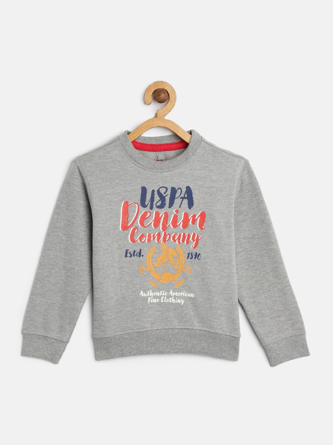 

U S Polo Assn Kids Boys Grey Melange Printed Sweatshirt