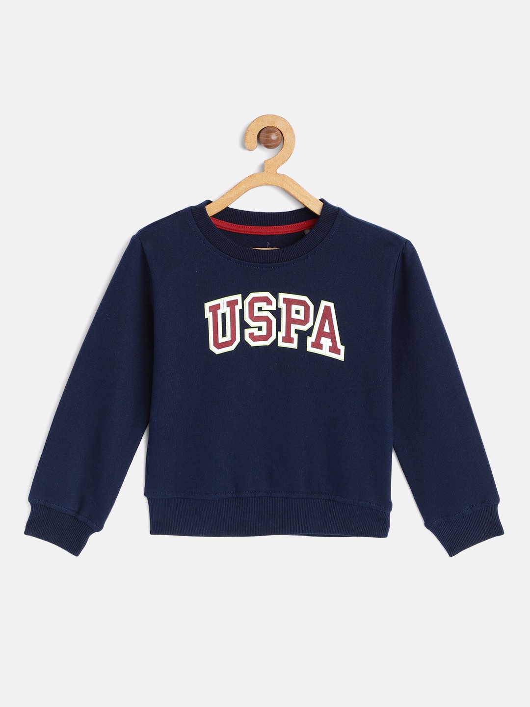 

U.S. Polo Assn. Kids Boys Navy Blue Brand Logo Printed Pure Cotton Pullover
