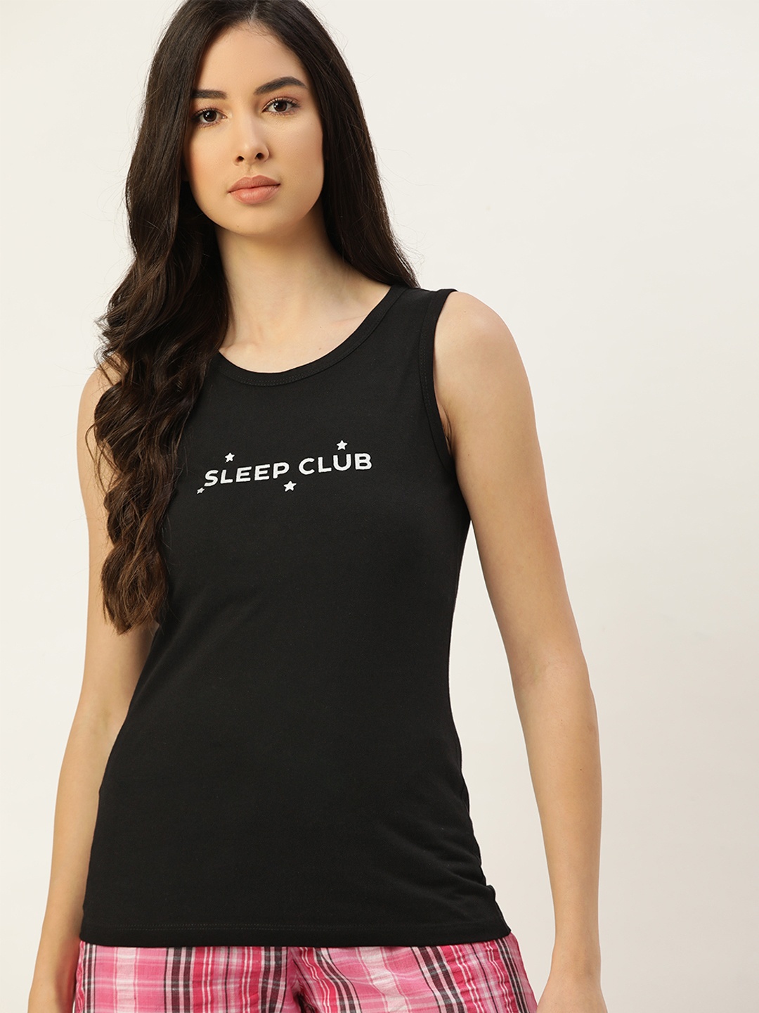 

ETC Women Black Typography Printed Pure Cotton Lounge T-Shirt