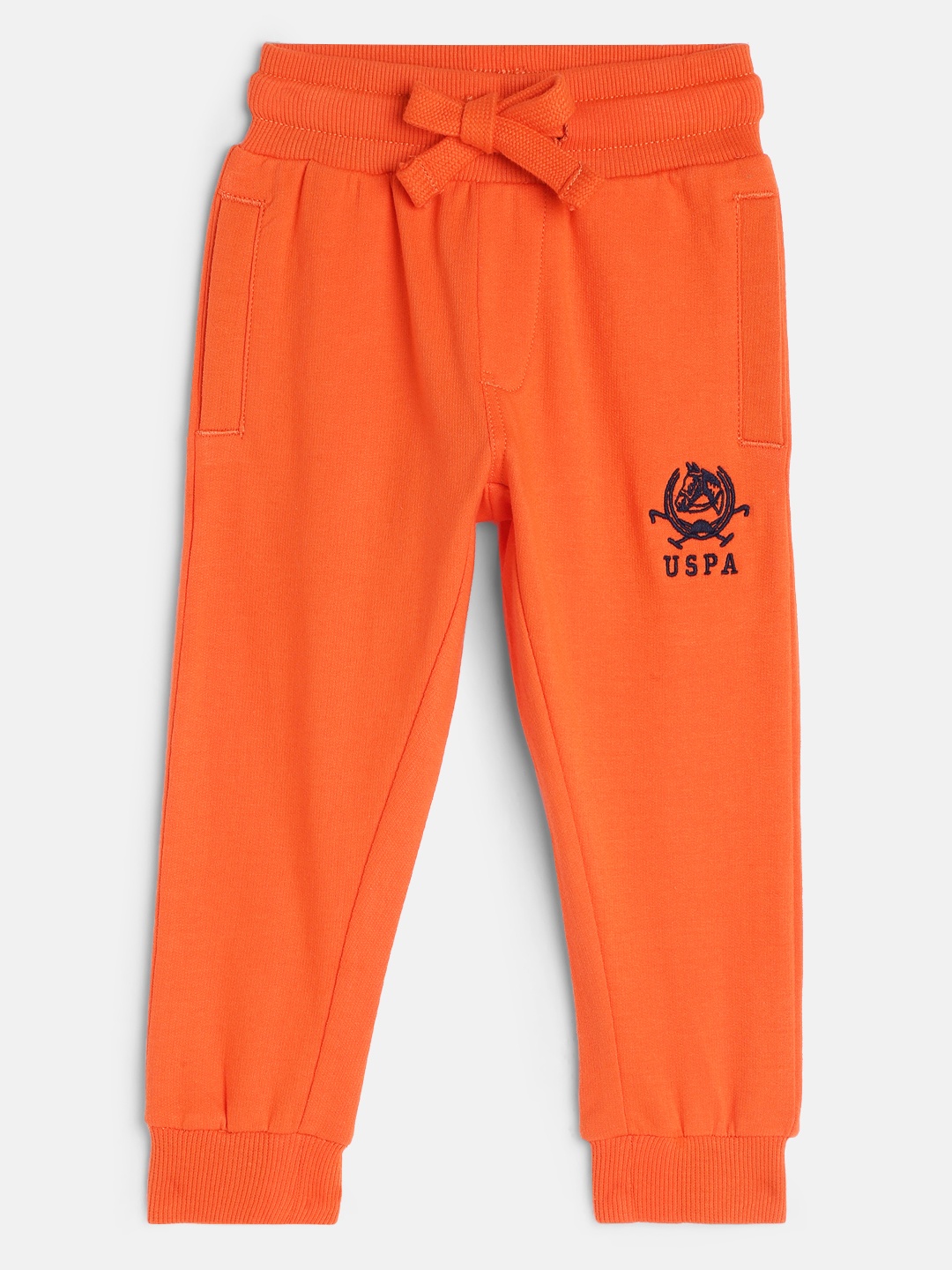 

U.S. Polo Assn. Kids Boys Orange Solid Pure Cotton Regular Fit Joggers