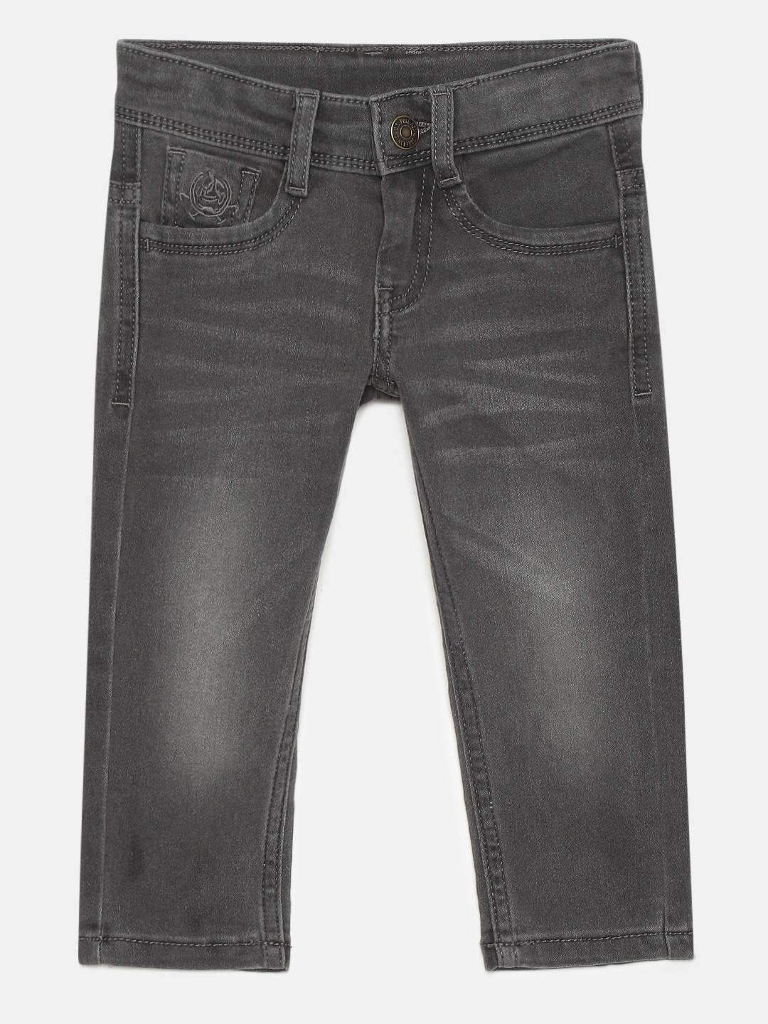

U.S. Polo Assn. Kids Boys Grey Washed Mid-Rise Stretchable Jeans