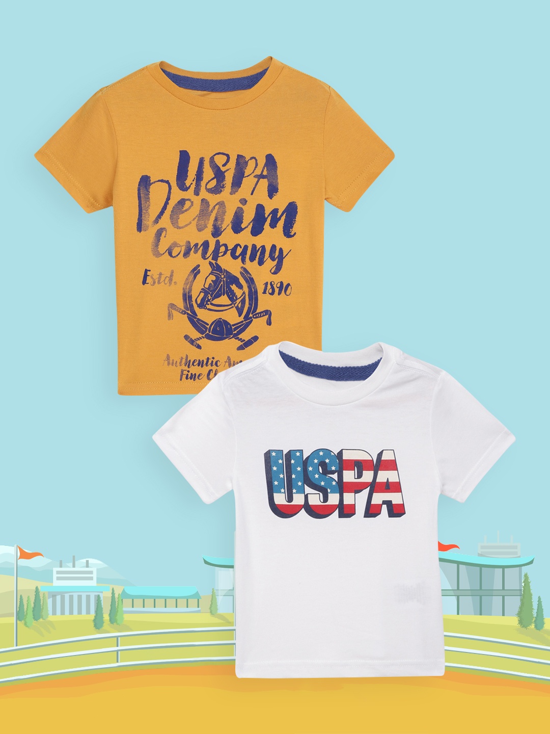 

U.S. Polo Assn. Kids Boys Assorted Pack of 2 Pure Cotton T-shirts