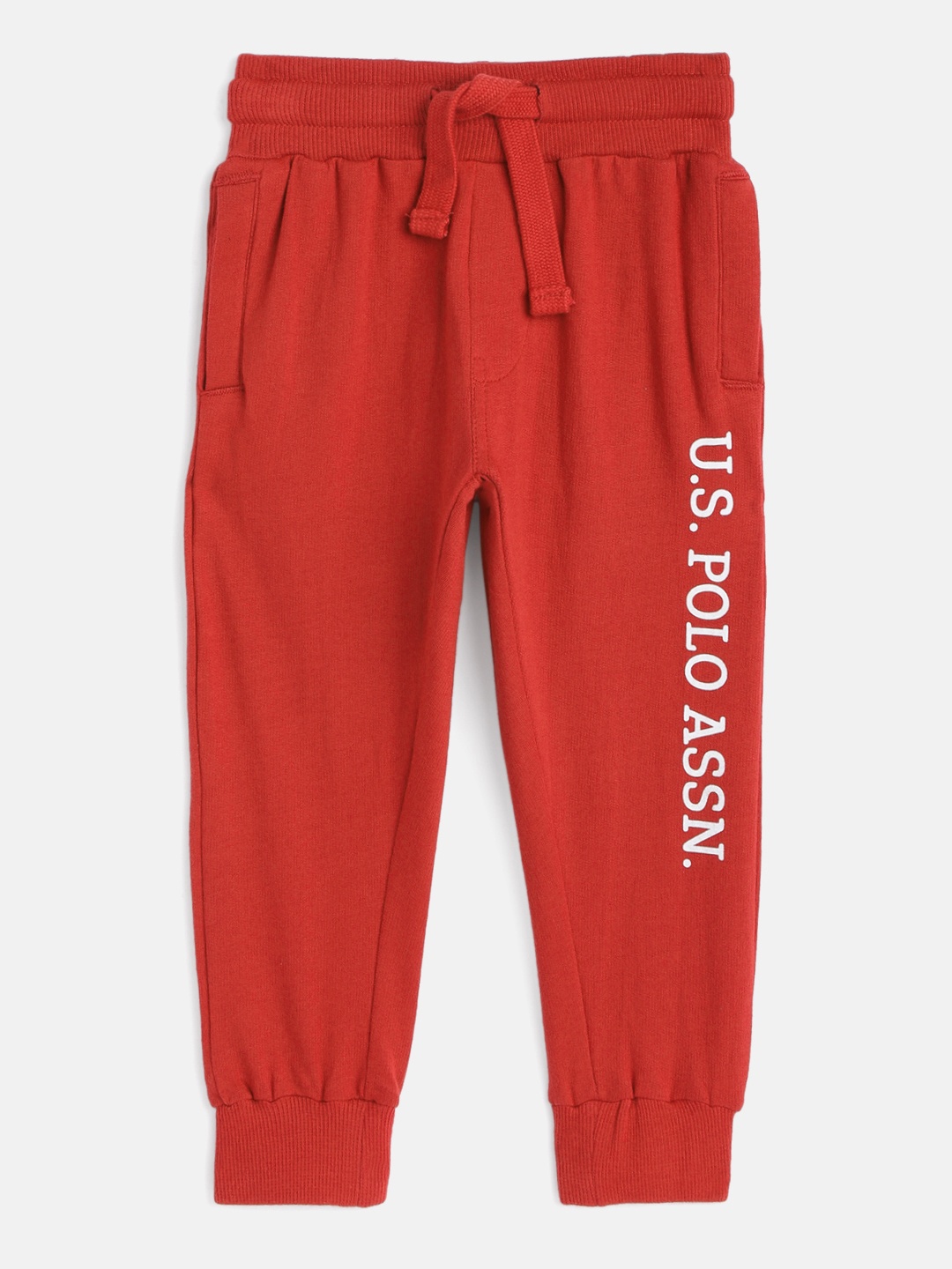 

U.S. Polo Assn. Kids Red Solid Pure Cotton Straight Fit Joggers