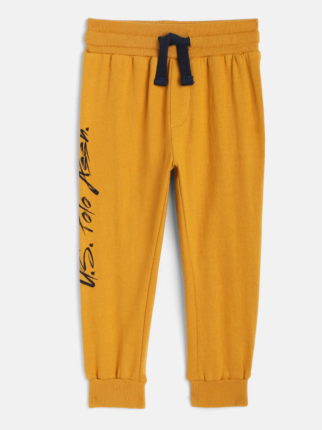 

U.S. Polo Assn. Kids Boys Yellow Solid Pure Cotton Straight Fit Joggers