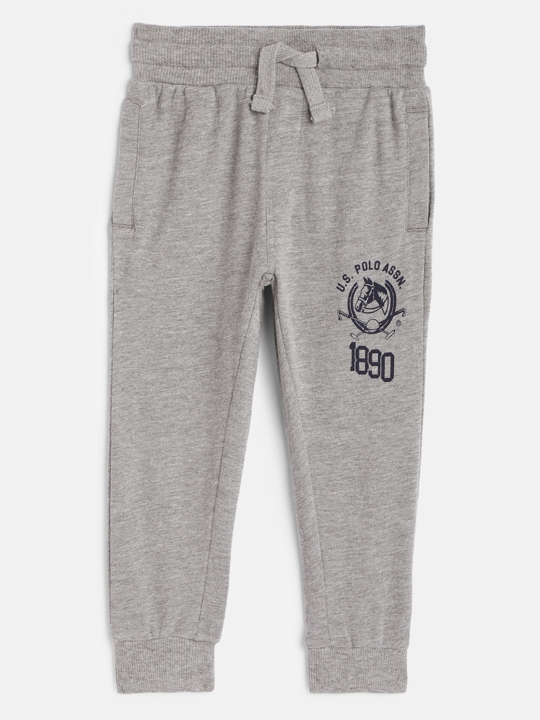 

U.S. Polo Assn. Kids Boys Grey Melange Solid Straight Fit Joggers