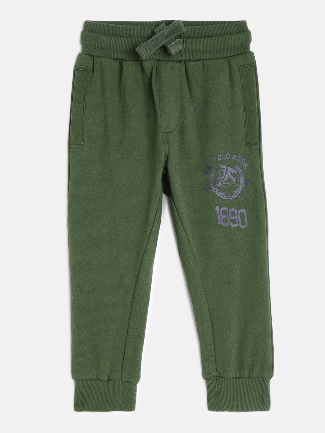 

U.S. Polo Assn. Kids Boys Green Pure Cotton Regular Fit Joggers