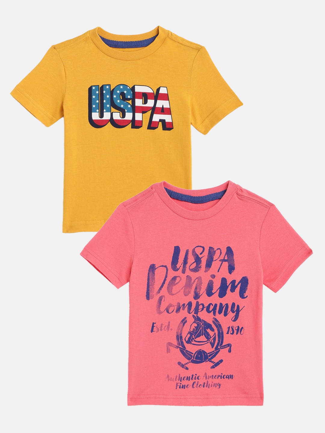 

U.S. Polo Assn. Kids Boys Pack Of 2 Assorted Pure Cotton Printed T-shirt