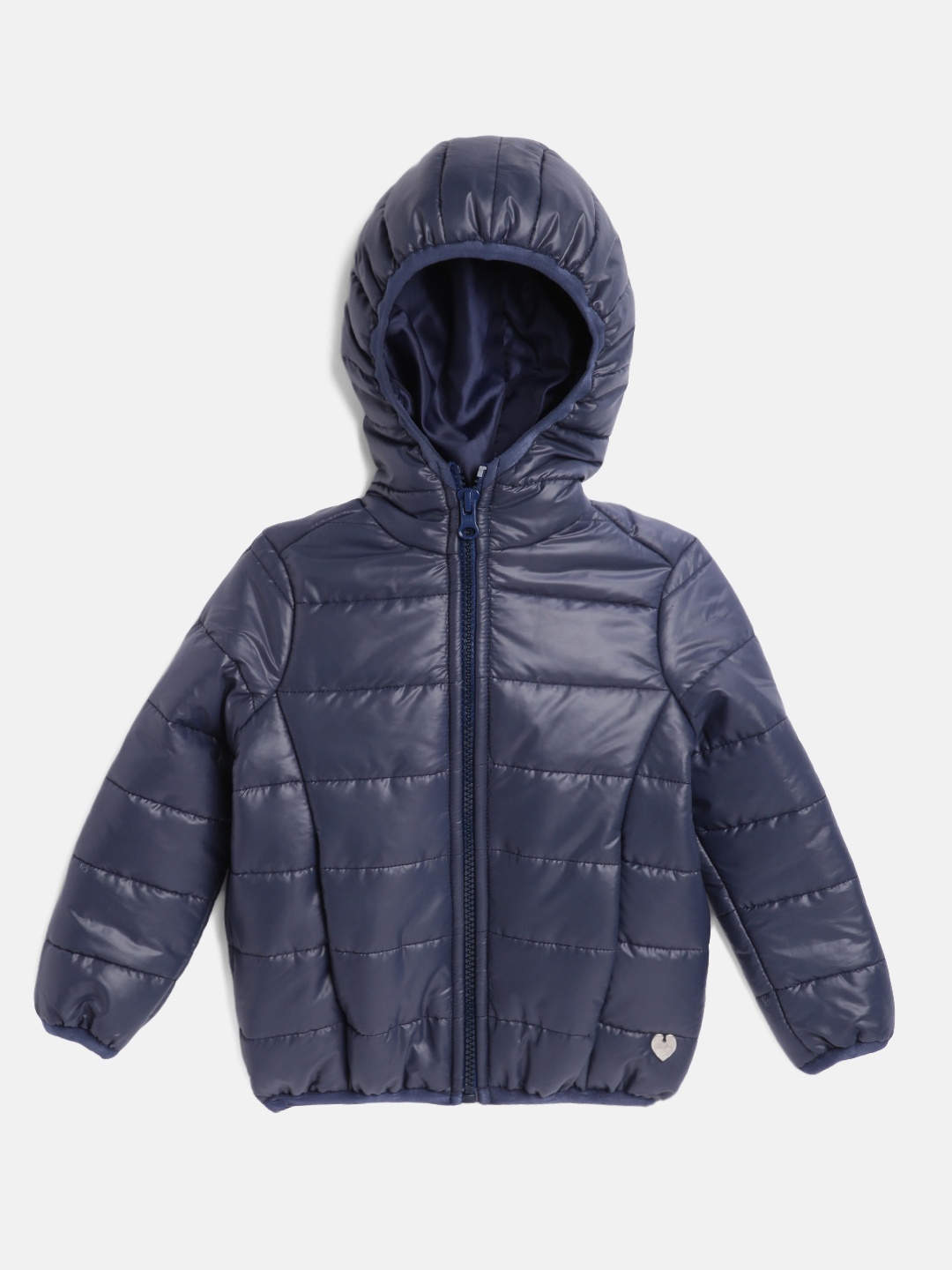 

U.S. Polo Assn. Kids Girls Navy Blue Solid Hooded Puffer Jacket