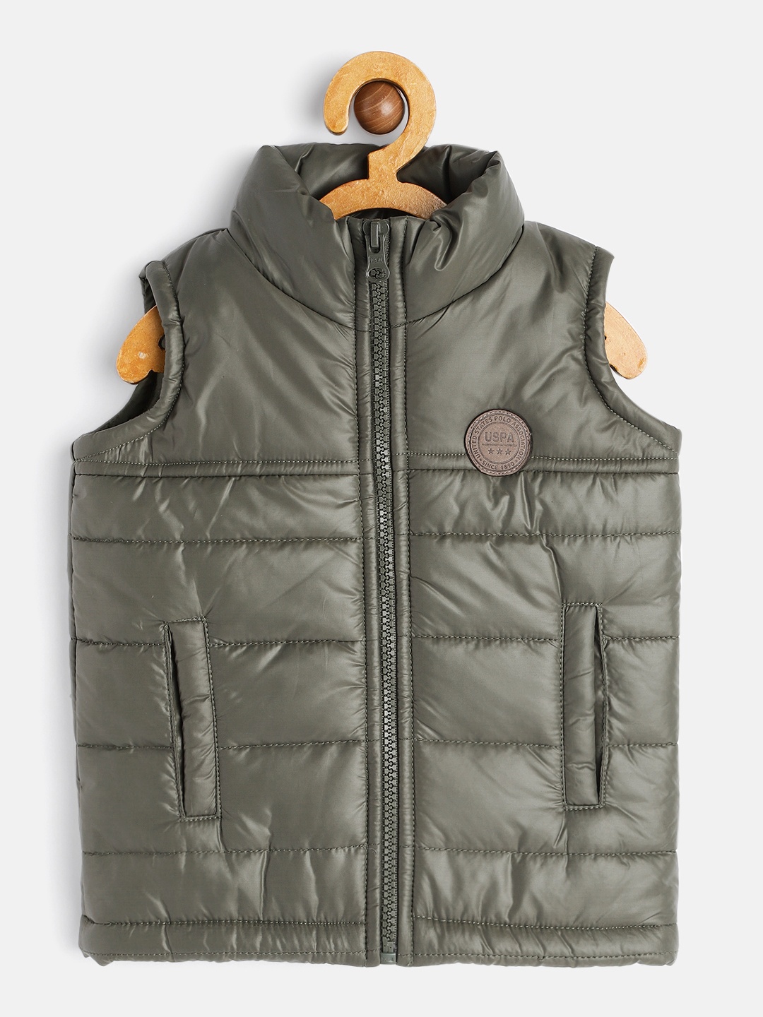 

U.S. Polo Assn. Kids Boys Olive Green Solid Polyester Puffer Jacket