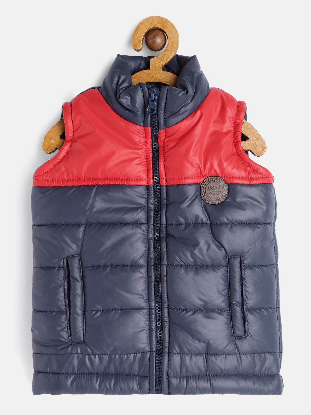

U.S. Polo Assn. Kids Boys Navy Blue & Red Solid Polyester Puffer Jacket