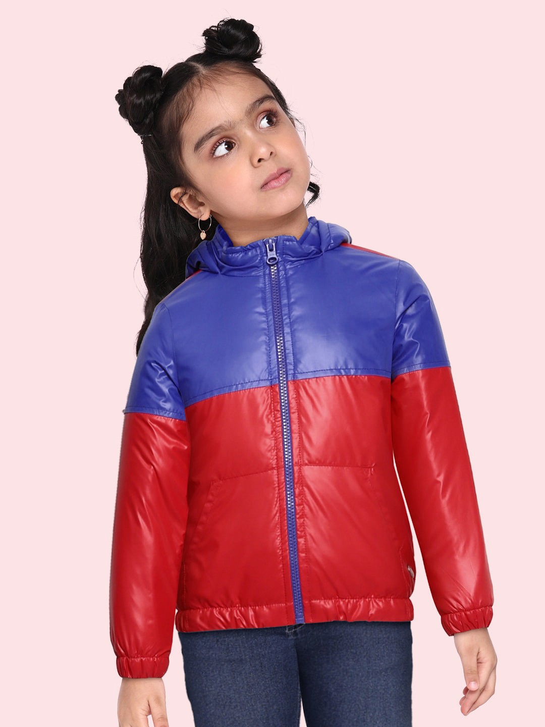 

U.S. Polo Assn. Kids Girls Red & Blue Colourblocked Lightweight Padded Jacket