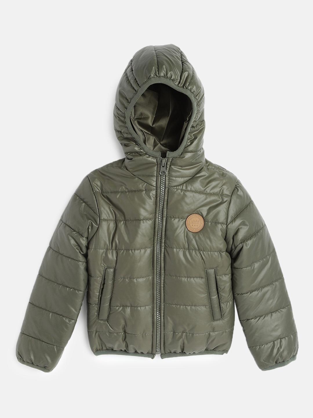 

U.S. Polo Assn. Kids Boys Olive Green Solid Puffer Jacket