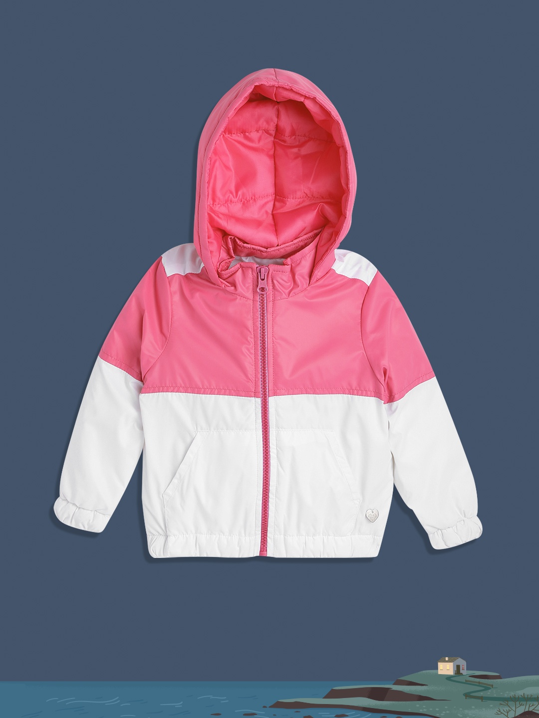

U.S. Polo Assn. Kids Girls Pink & White Colourblocked Bomber Jacket