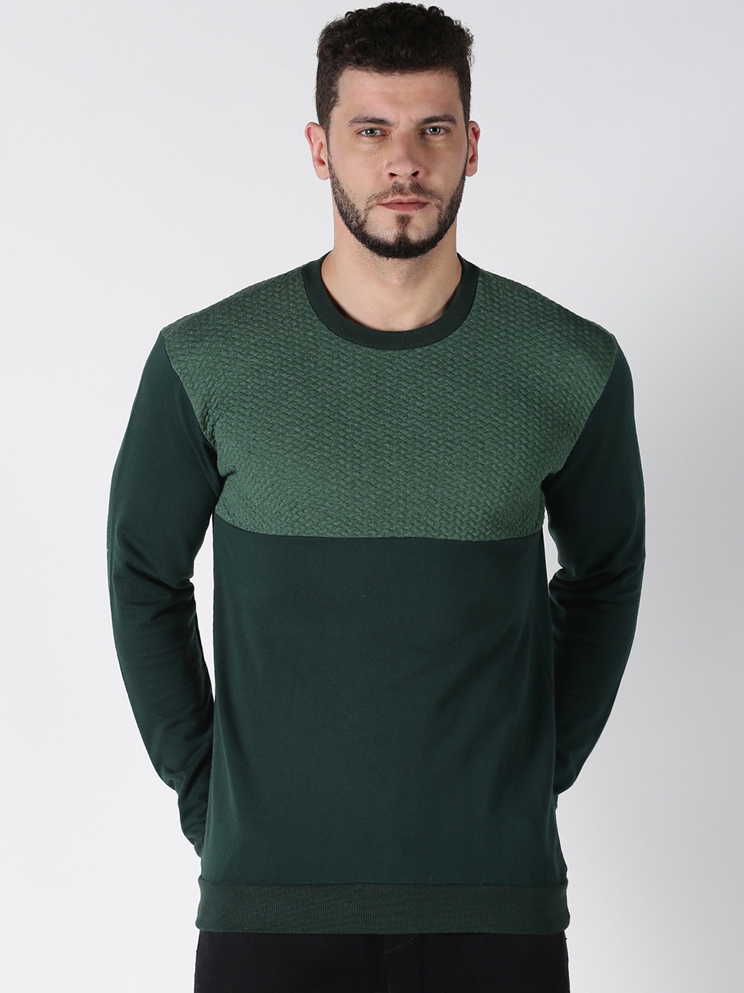 

UrGear Men Green Colourblocked Pullover Sweatshirt