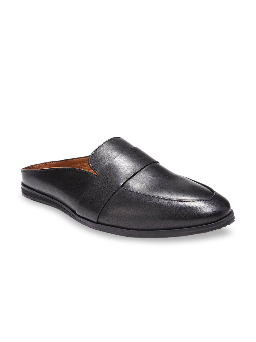 

dmodot Men Black Leather Slip-On Sneakers