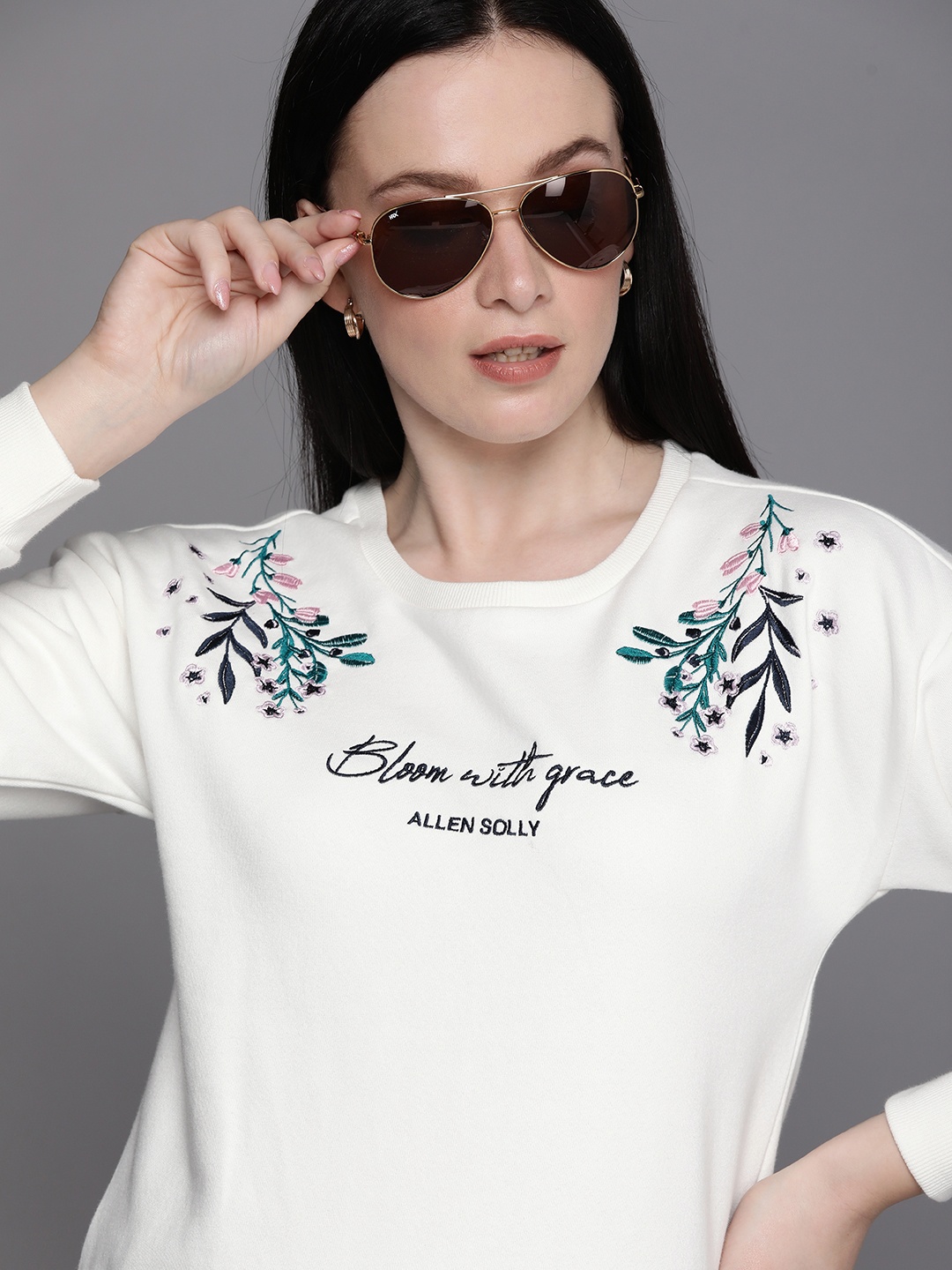 

Allen Solly Woman Women White Embroidered Sweatshirt