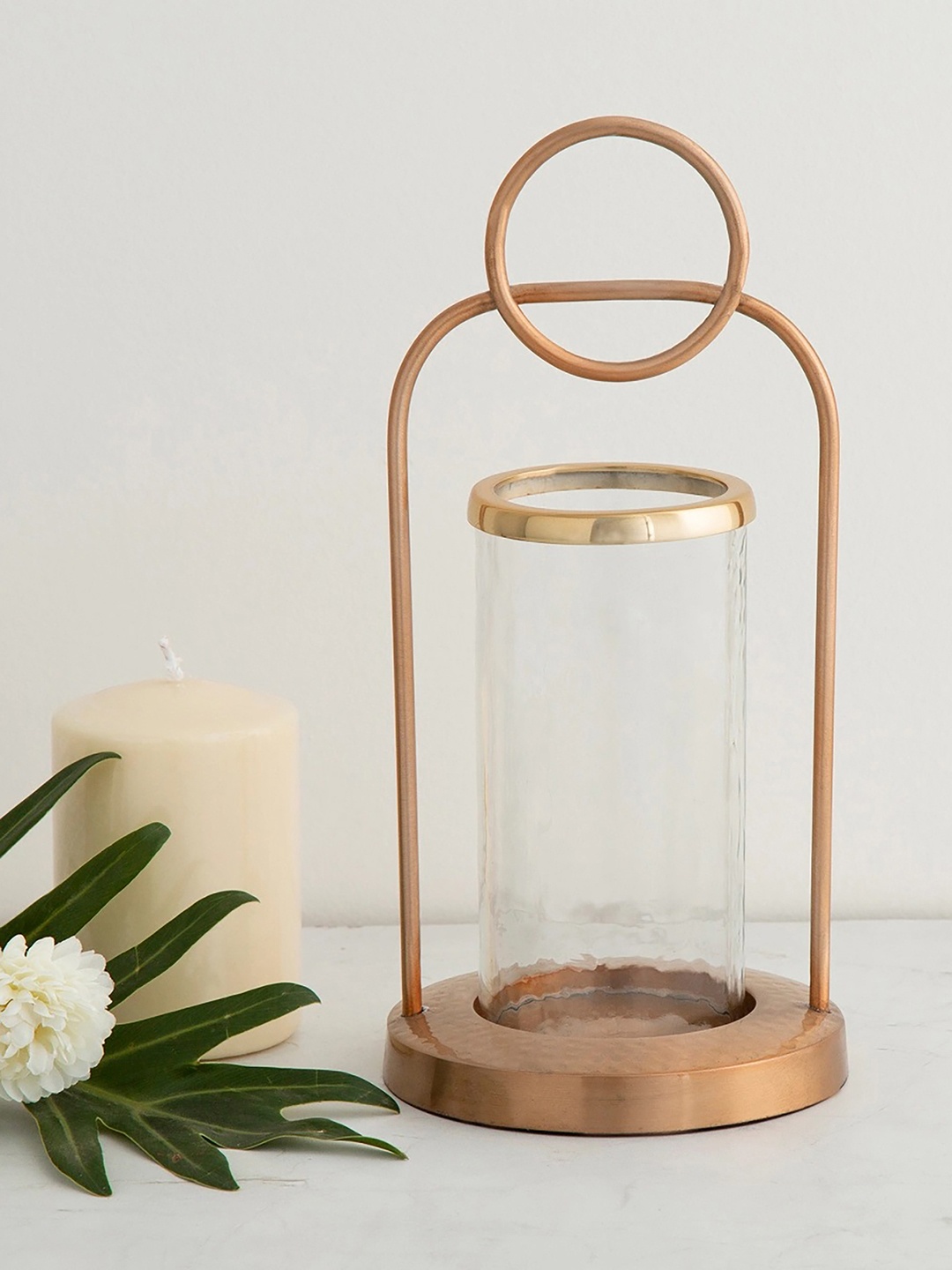 

Home Centre Adrian Gold Toned Hammered Hurricane Candle Holder
