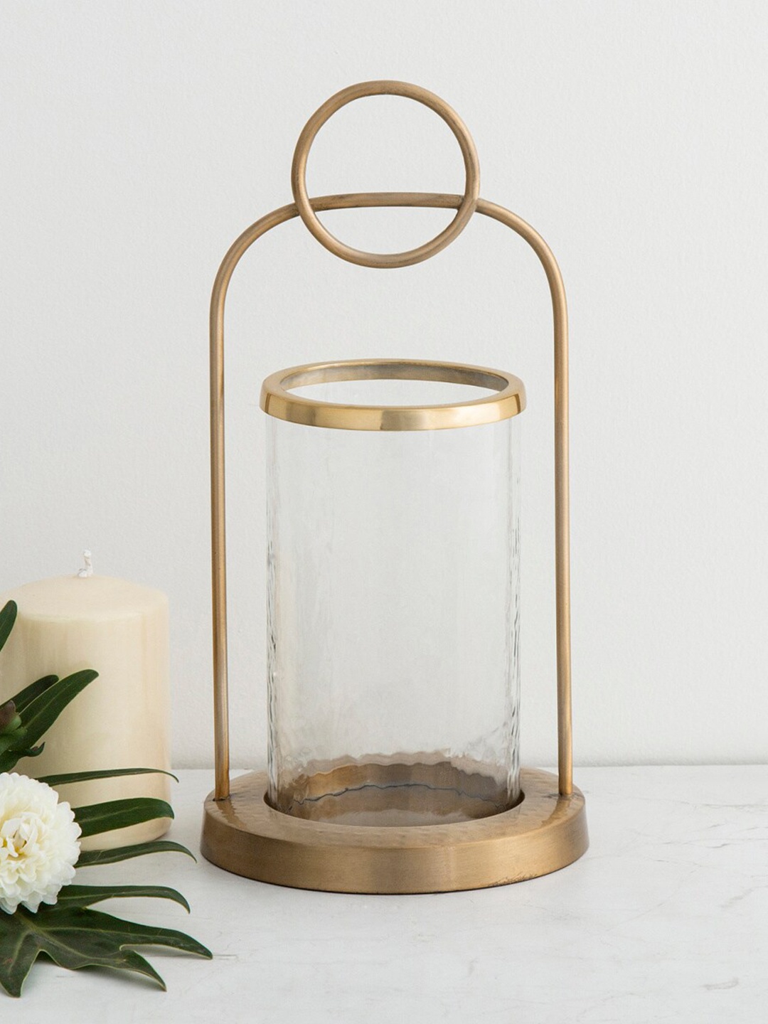 

Home Centre Gold-Toned Adrian Hammered Hurricane Candle Holder