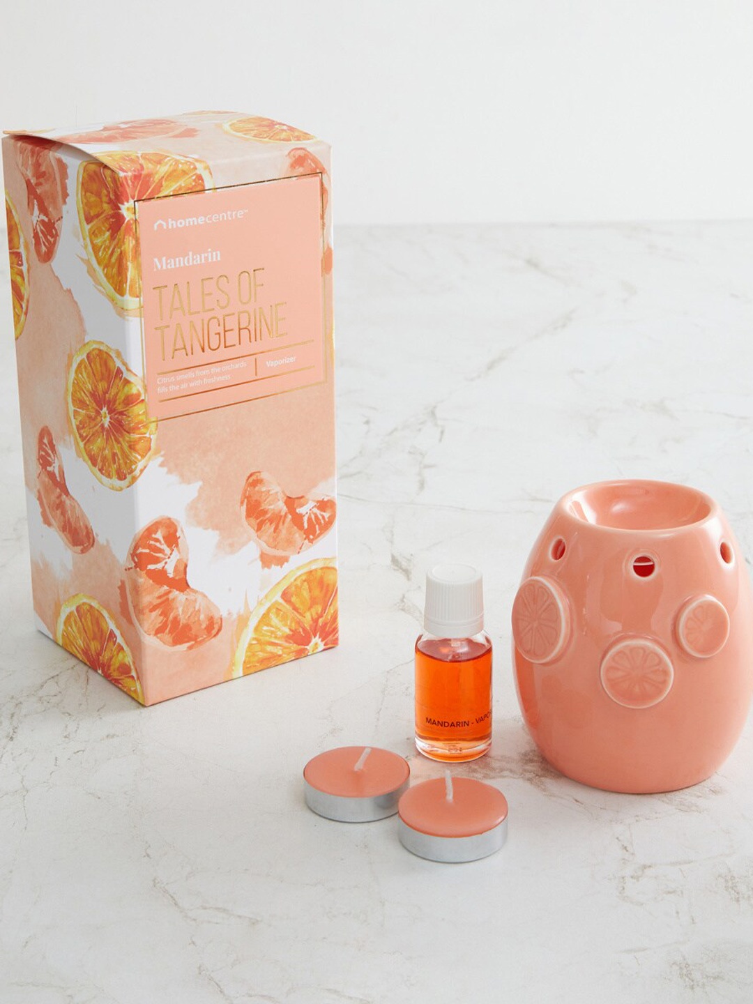

Homecentre Coral Orange Redolence Embossed 4-Piece Burner Set
