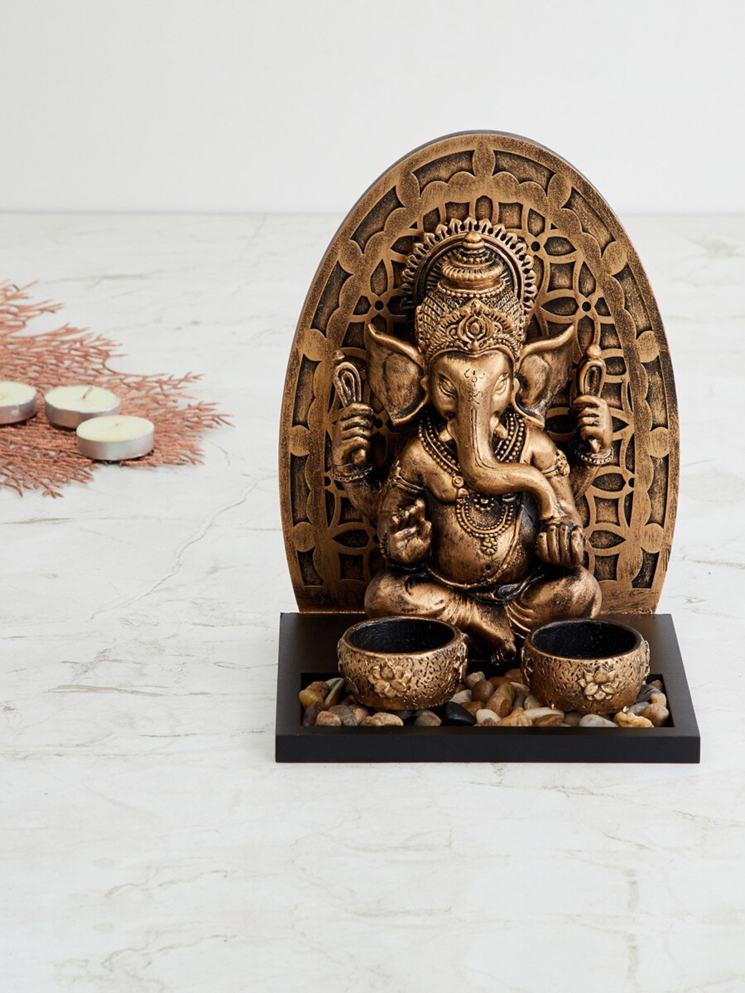 

Home Centre Renaissance Ganesha Figurine with T-Light Holder, Gold