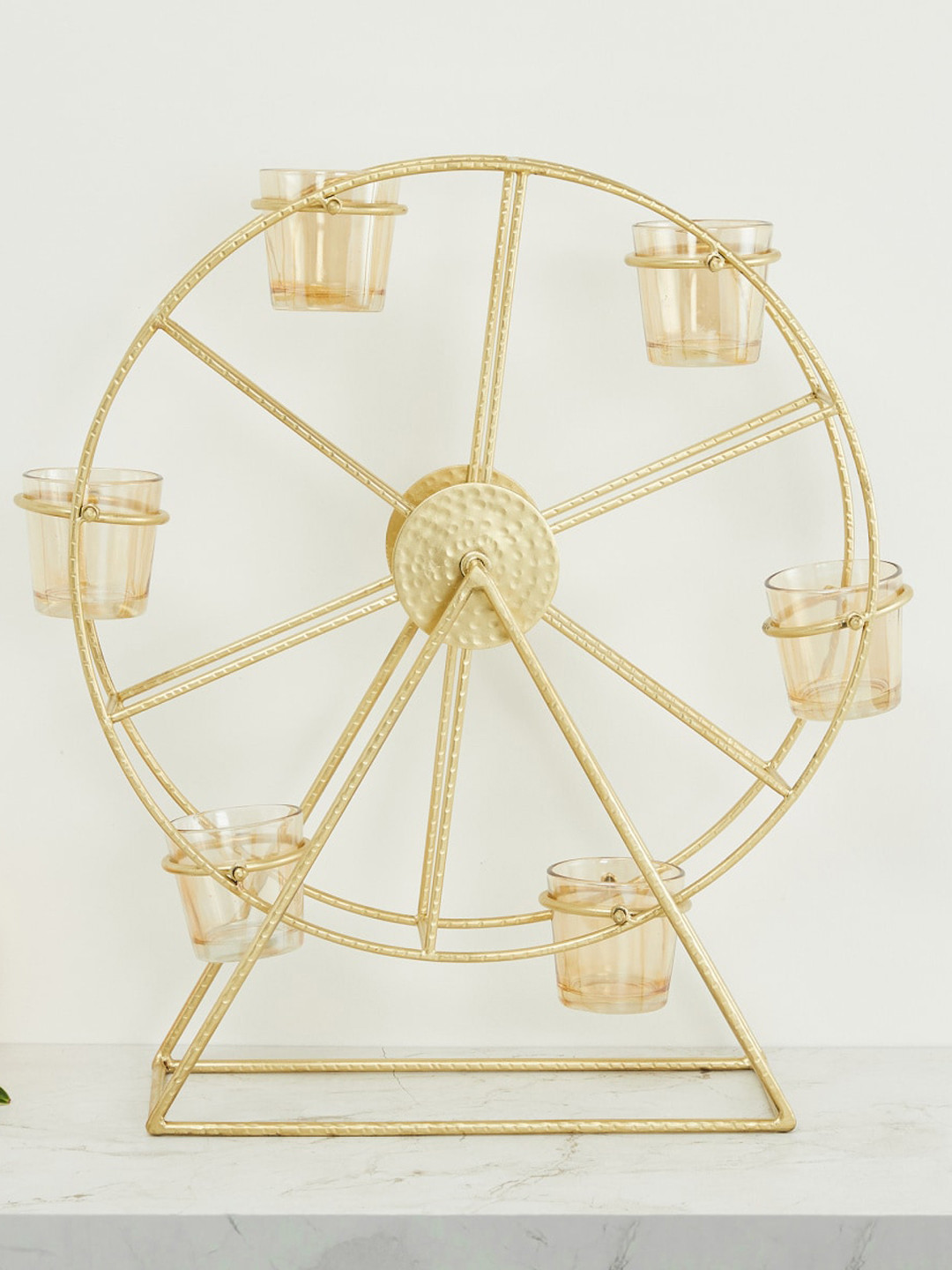 

Home Centre Gold-Toned Austin Hammered Giant Wheel T-Light Holder