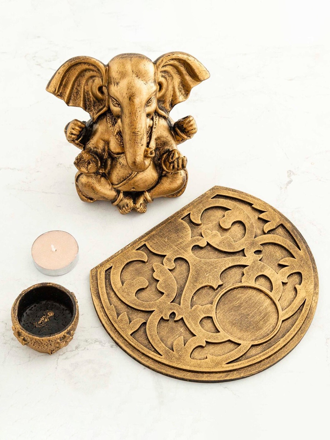 

Home Centre Gold-Toned Renaissance Mini Ganesha with T-Light Holder