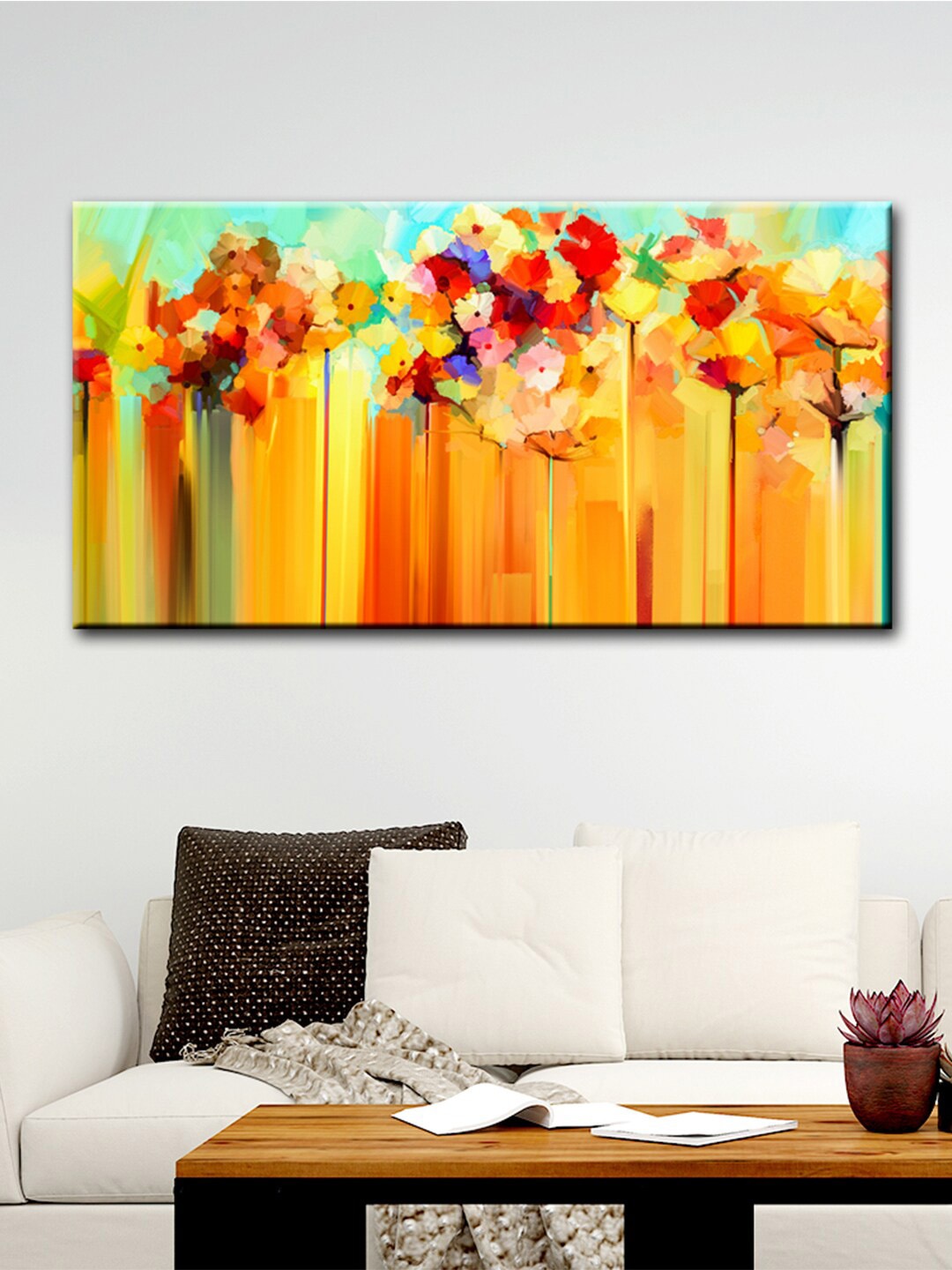 

WALLMANTRA Yellow Beautiful Flowers Canvas Printed Painting